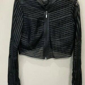 Vintage Y2K Bebe Leather & Mesh Cropped Jacket Size M Fitted Baddie Indie